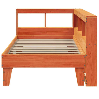 Cama com estante sem colchão 90x190cm pinho maciço castanho-mel