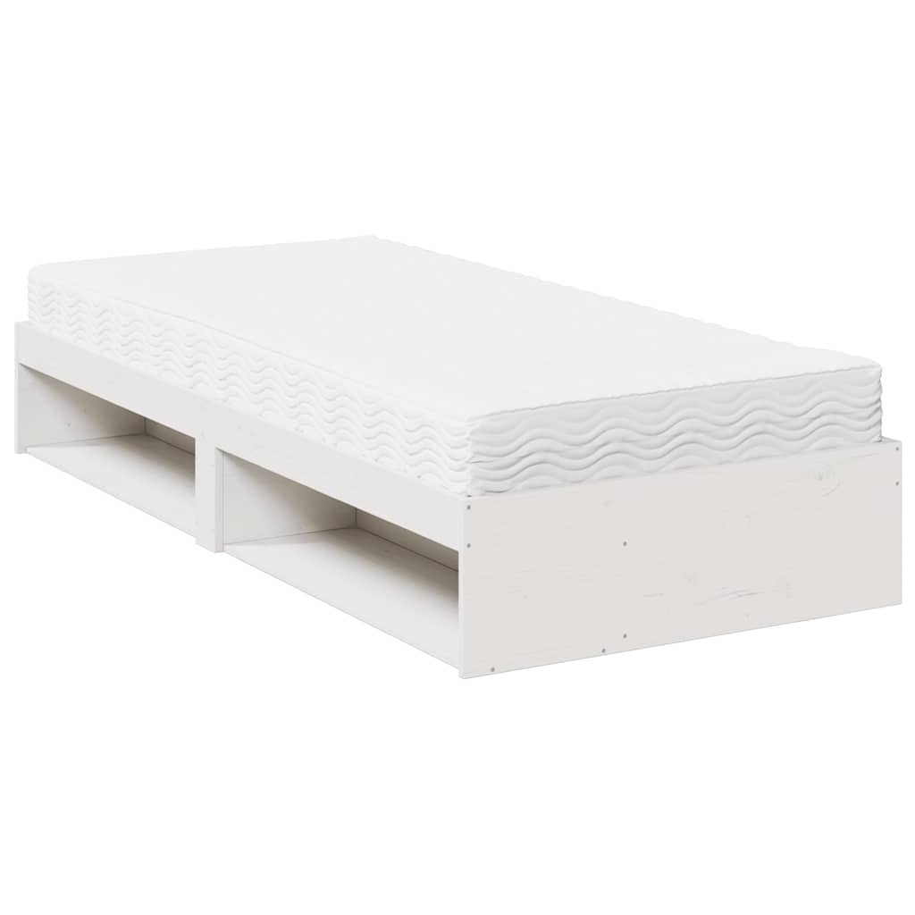 Sofá-cama com colchão 90x200 cm madeira de pinho maciça branco