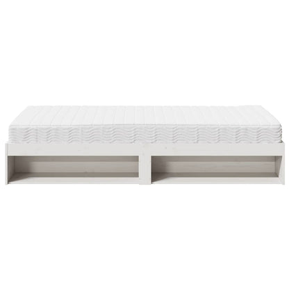 Sofá-cama com colchão 90x200 cm madeira de pinho maciça branco