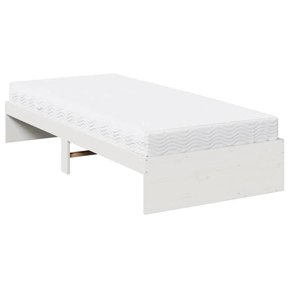 Sofá-cama com colchão 90x200 cm madeira de pinho maciça branco