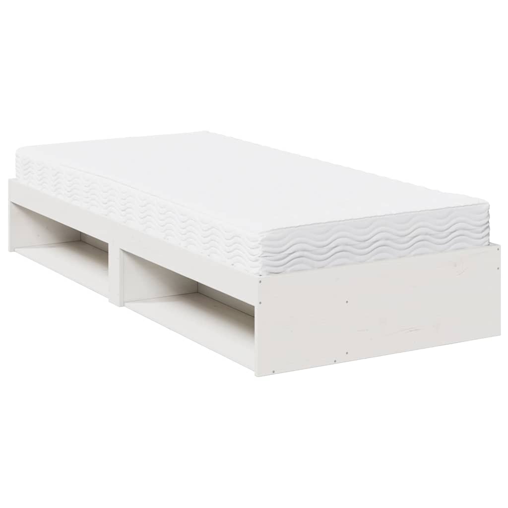 Sofá-cama com colchão 80x200 cm madeira de pinho maciça branco