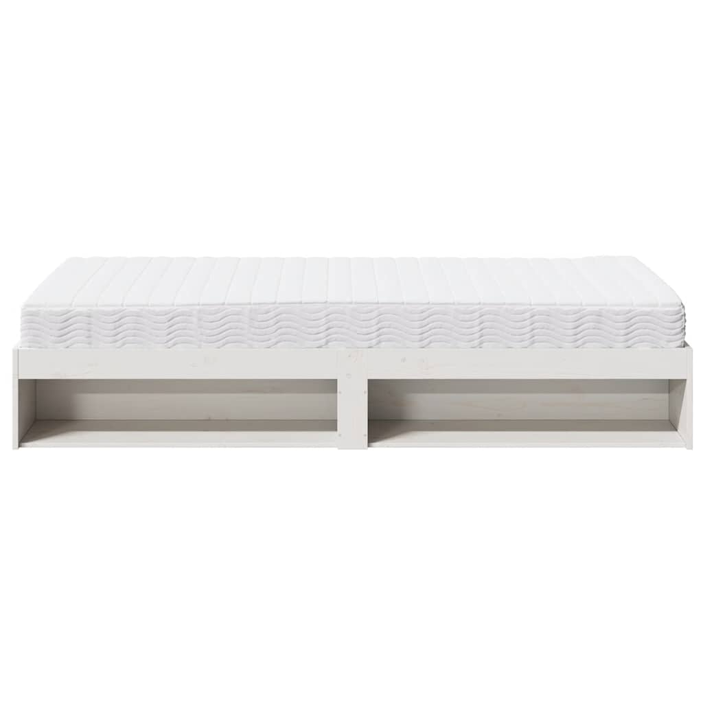 Sofá-cama com colchão 80x200 cm madeira de pinho maciça branco