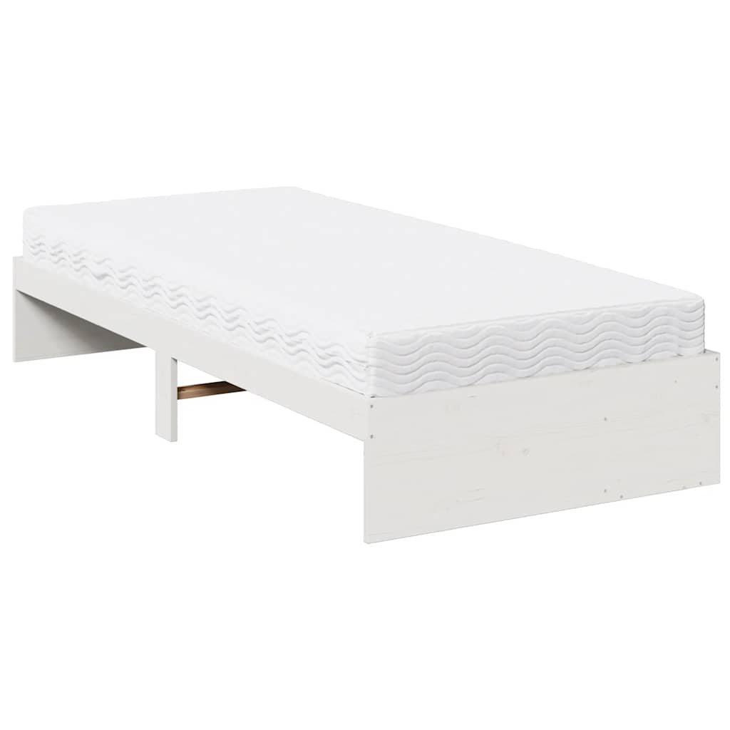 Sofá-cama com colchão 80x200 cm madeira de pinho maciça branco