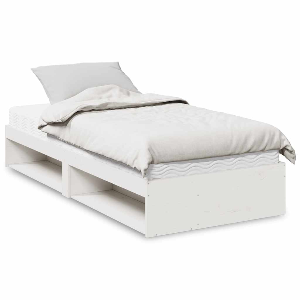 Sofá-cama com colchão 80x200 cm madeira de pinho maciça branco