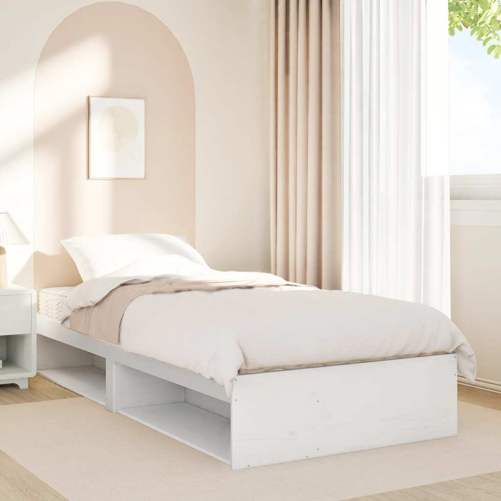 Sofá-cama com colchão 90x190 cm madeira de pinho maciça branco