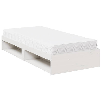 Sofá-cama com colchão 90x190 cm madeira de pinho maciça branco