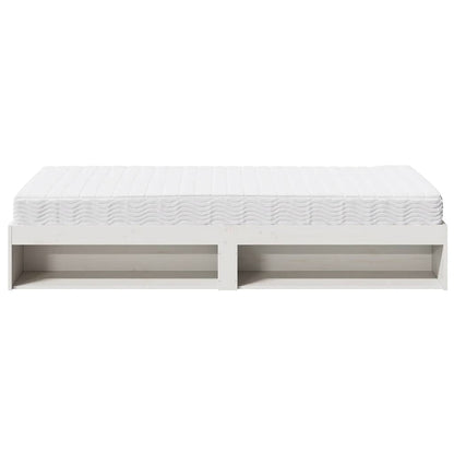 Sofá-cama com colchão 90x190 cm madeira de pinho maciça branco