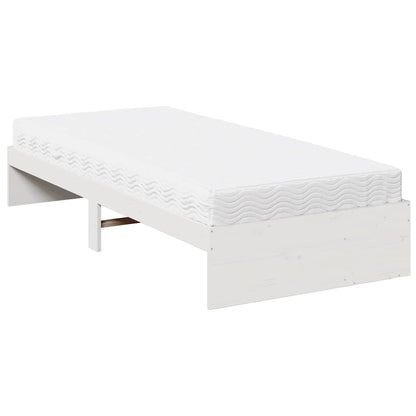 Sofá-cama com colchão 90x190 cm madeira de pinho maciça branco