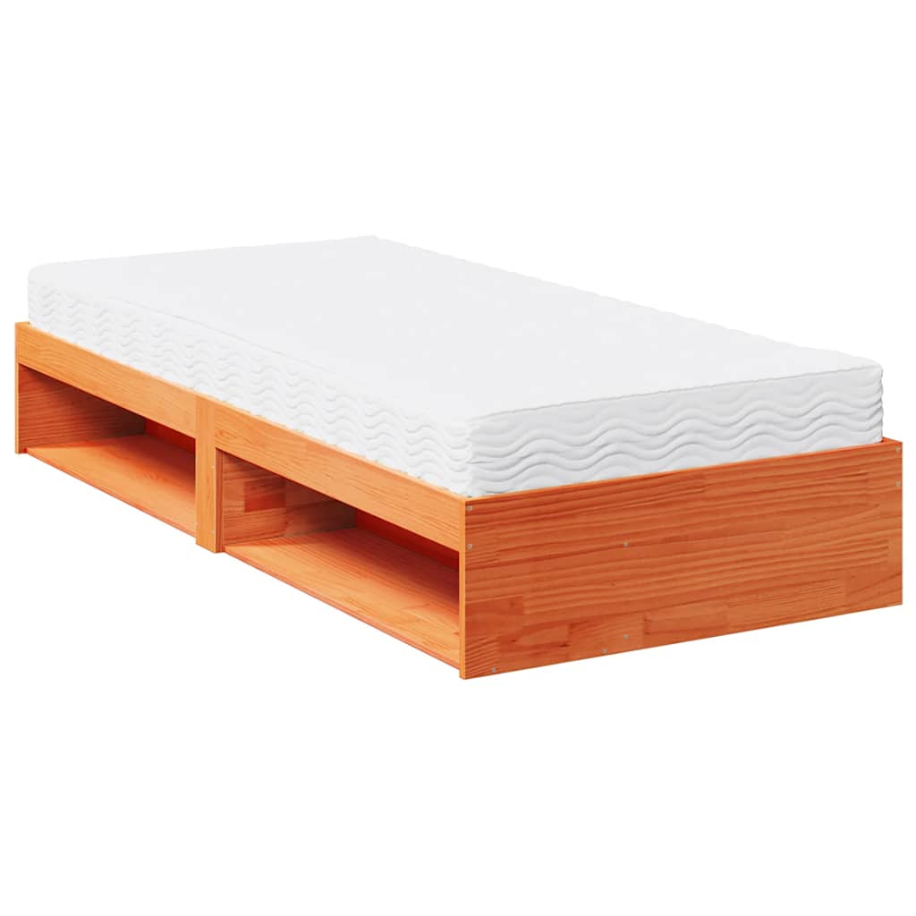 Sofá-cama com colchão 90x190 cm pinho maciço castanho-mel