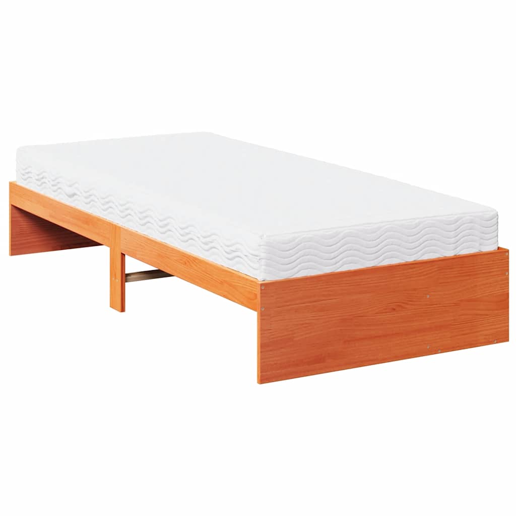 Sofá-cama com colchão 90x190 cm pinho maciço castanho-mel