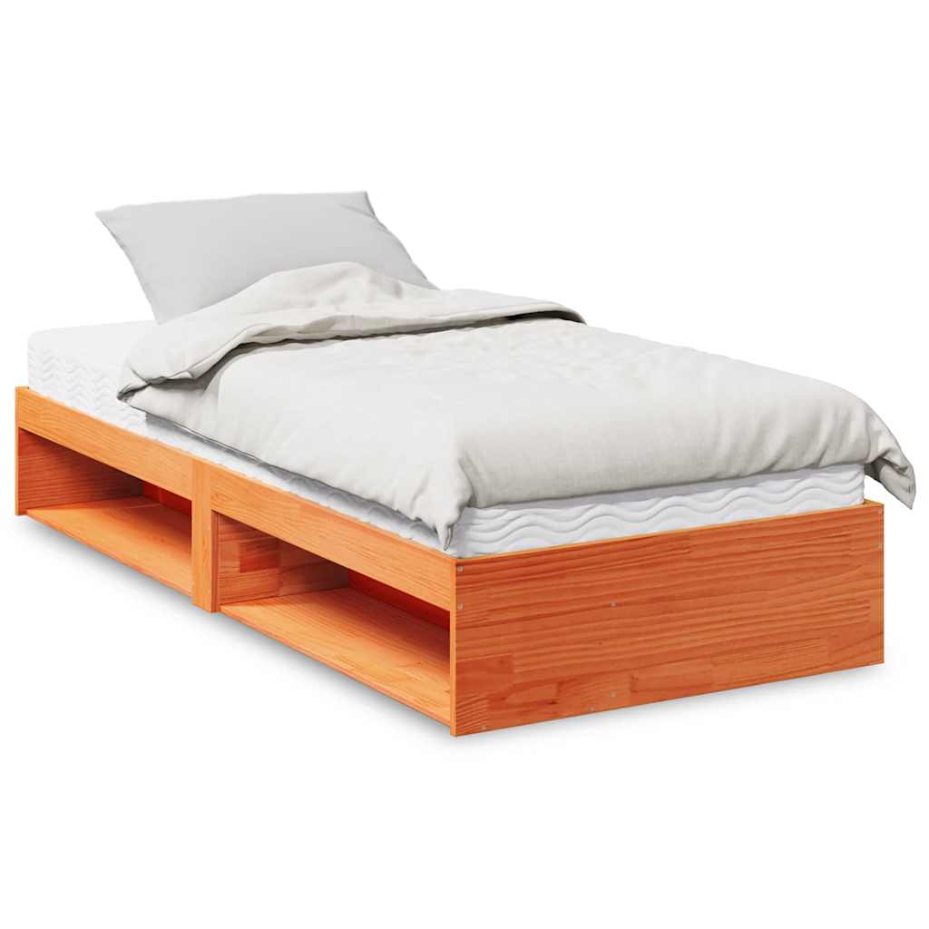 Sofá-cama com colchão 90x190 cm pinho maciço castanho-mel