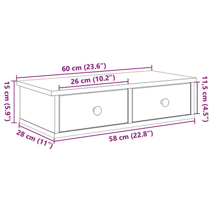 Prateleira parede c/ gavetas 60x28x15 cm deriv. madeira branco