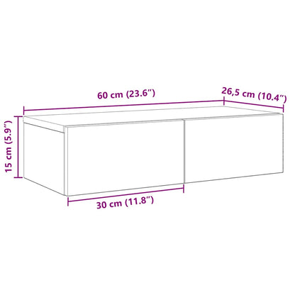 Prateleira parede c/ gavetas 60x26,5x15cm deriv. madeira branco