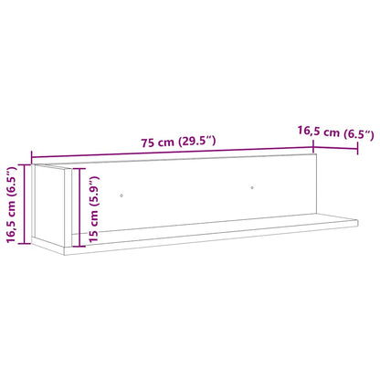 Prateleiras de parede 2 pcs derivados de madeira cinza cimento