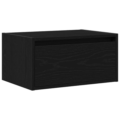 Mesa de cabeceira de parede com luzes LED carvalho preto