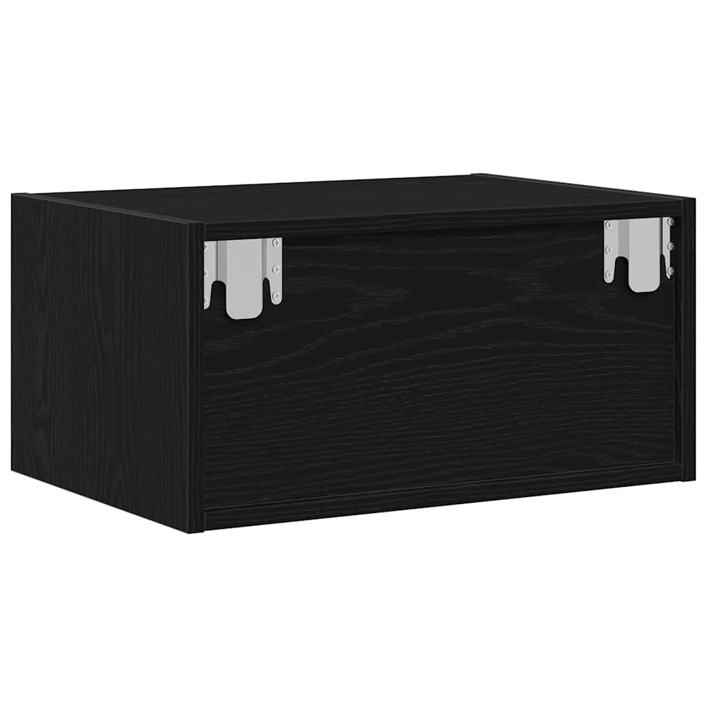 Mesa de cabeceira de parede com luzes LED carvalho preto