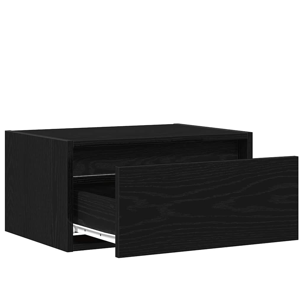 Mesa de cabeceira de parede com luzes LED carvalho preto