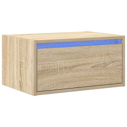 Mesa de cabeceira de parede com luzes LED carvalho sonoma