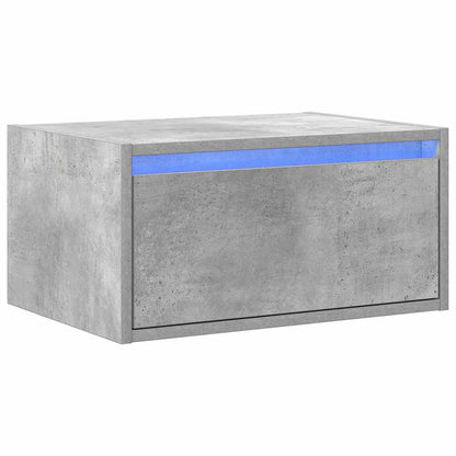 Mesa de cabeceira de parede com luzes LED cinzento cimento