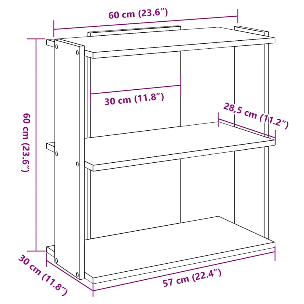 Estante c/ 3 prateleiras 60x30x60cm derivados de madeira branco