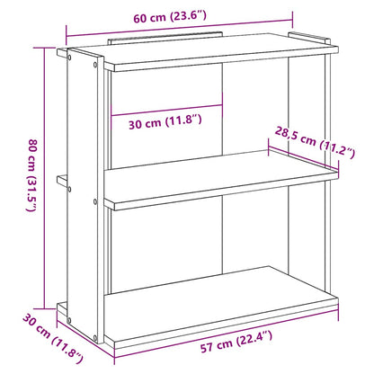 Estante 3 camadas betão 60x30x80 cm madeira trabalhada cinzento