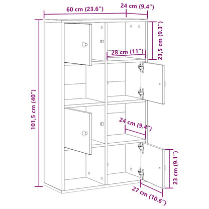 Estante 60x24x101,5 cm derivados de madeira cinzento cimento