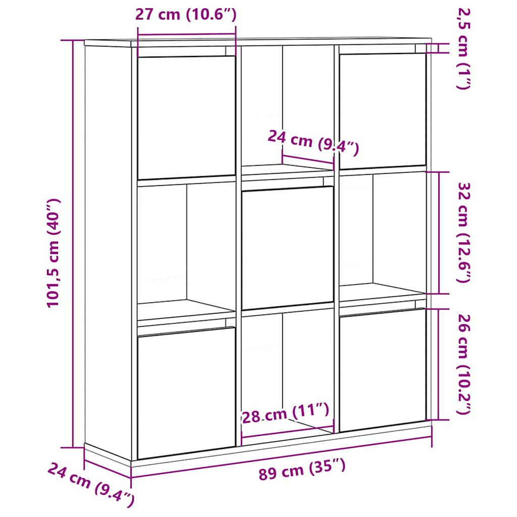 Estante 89x24x101,5 cm derivados de madeira cinzento sonoma