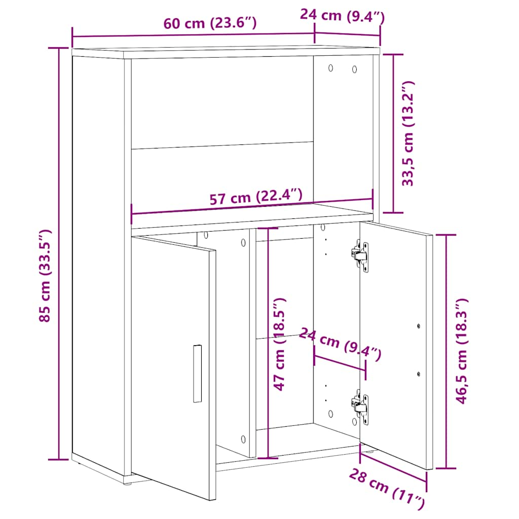 Estante 60x24x85 cm derivados de madeira cinzento cimento