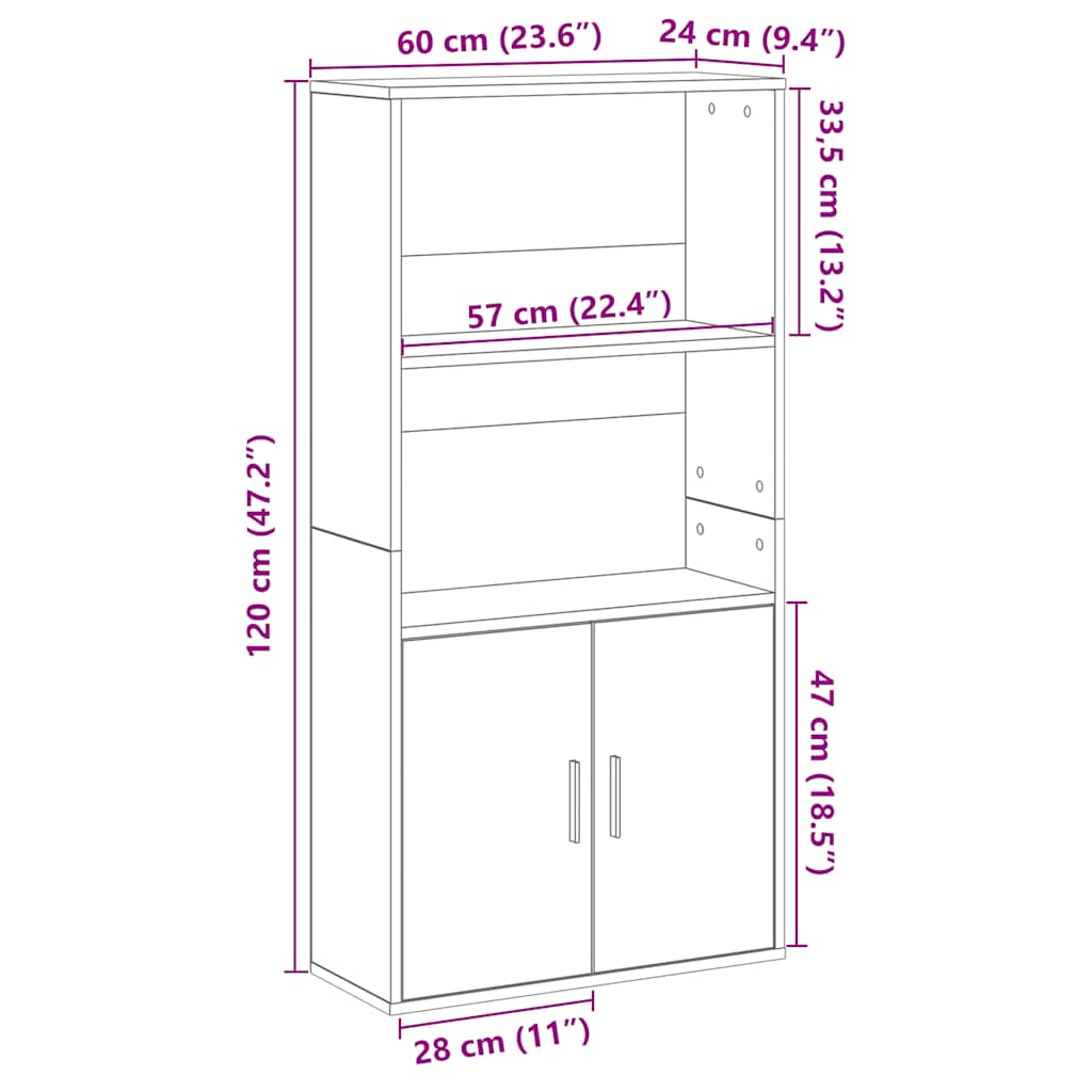 Estante 60x24x120 cm derivados de madeira cinzento sonoma