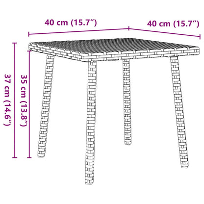 Mesa de centro de jardim retangular 40x40x37 cm vime PE preto