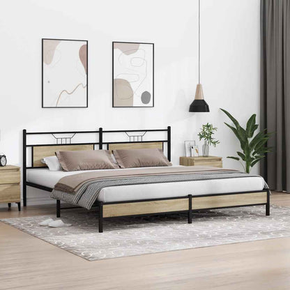 Estrutura de cama sem colchão 193x203cm metal carvalho sonoma