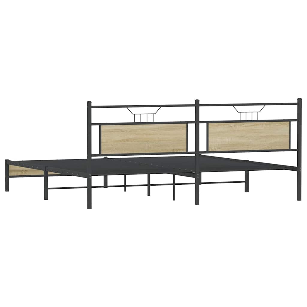 Estrutura de cama sem colchão 193x203cm metal carvalho sonoma