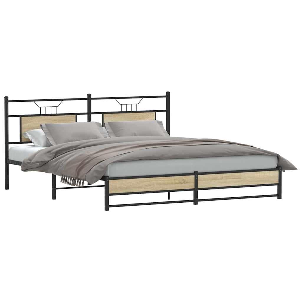 Estrutura de cama sem colchão 183x213cm metal carvalho sonoma