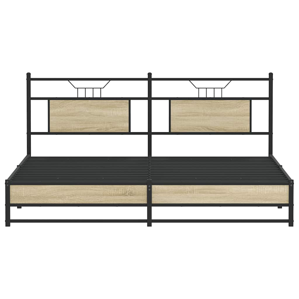 Estrutura de cama sem colchão 183x213cm metal carvalho sonoma