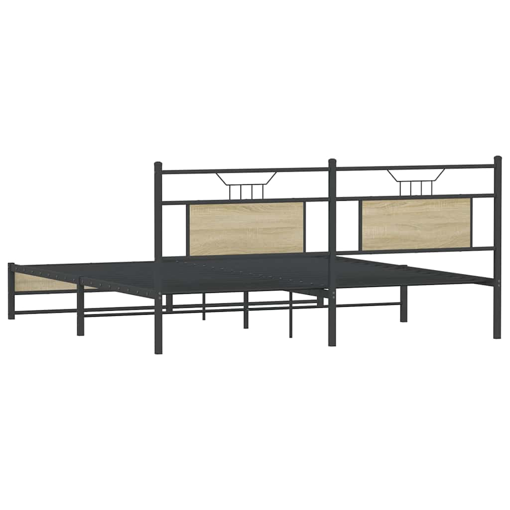 Estrutura de cama sem colchão 183x213cm metal carvalho sonoma