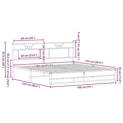 Estrutura de cama sem colchão 183x213cm metal carvalho sonoma