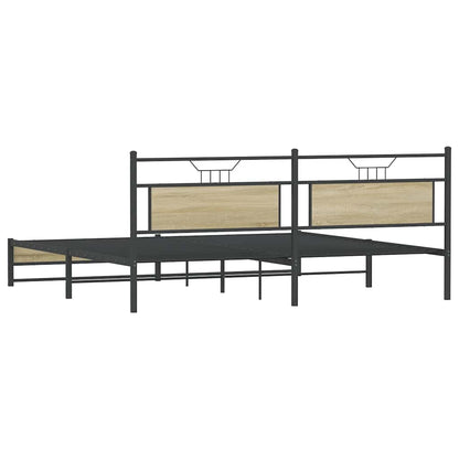 Estrutura de cama sem colchão 193x203cm metal carvalho sonoma