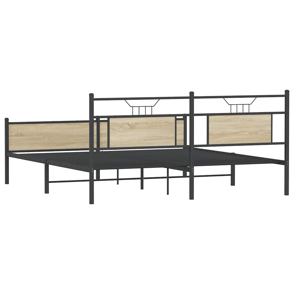 Estrutura de cama sem colchão 183x213cm metal carvalho sonoma