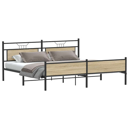 Estrutura de cama sem colchão 193x203cm metal carvalho sonoma