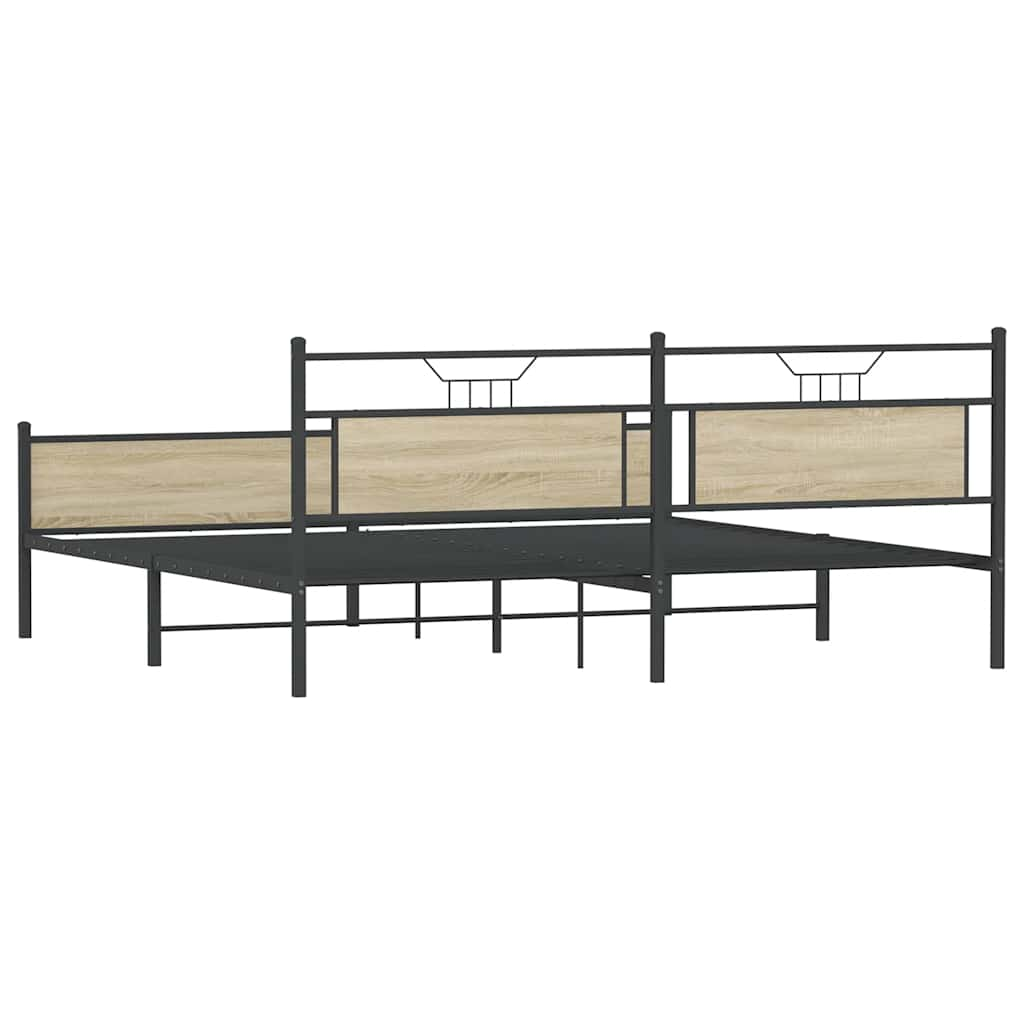 Estrutura de cama sem colchão 193x203cm metal carvalho sonoma