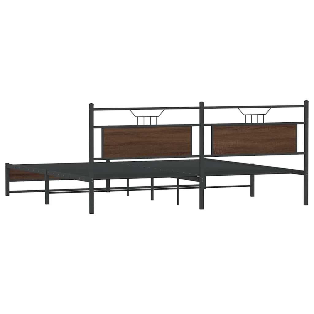 Estrutura cama sem colchão 193x203 cm metal carvalho castanho