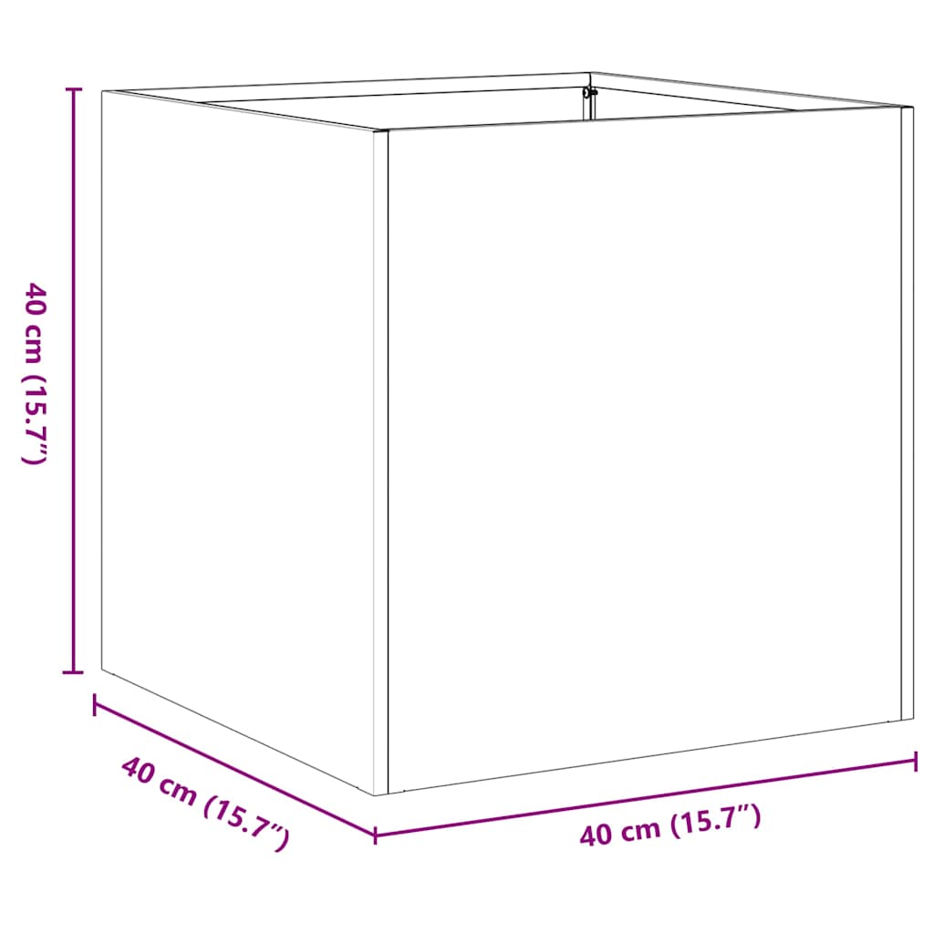 Vaso/floreira 40x40x40 cm aço laminado a frio preto