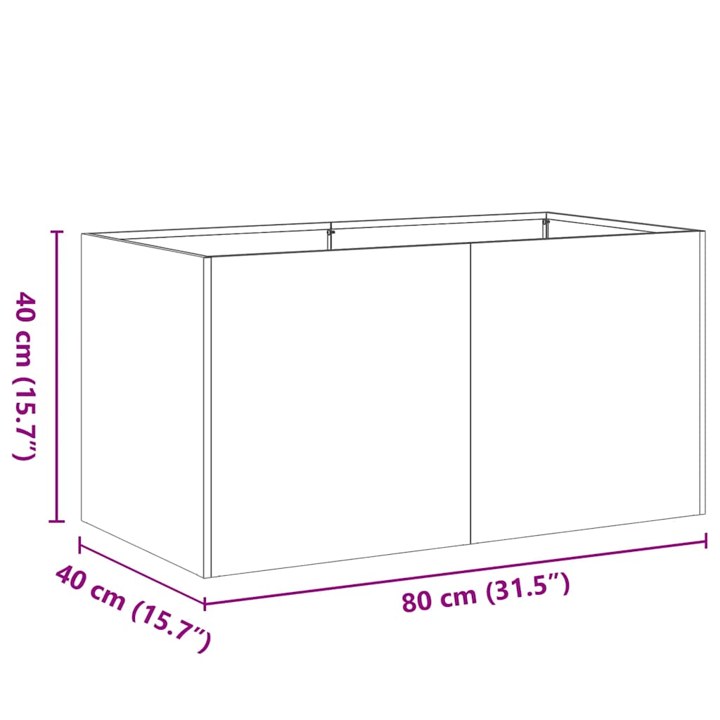 Vaso floreira 80x40x40 cm aço laminado a frio preto