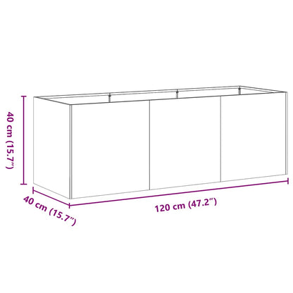 Vaso floreira 120x40x40 cm aço laminado a frio branco