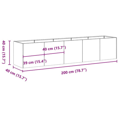 Vaso floreira 200x40x40 cm aço laminado a frio preto