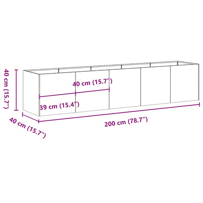 Vaso floreira 200x40x40 cm aço laminado a frio branco