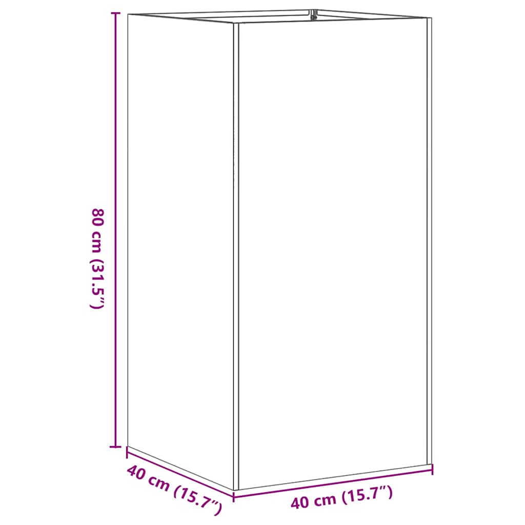 Vaso floreira 40x40x80 cm aço laminado a frio branco