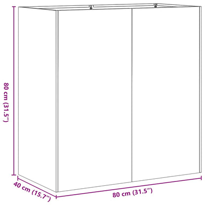 Vaso floreira 80x40x80 cm aço laminado a frio verde