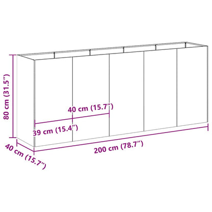 Vaso floreira 200x40x80 cm aço laminado a frio branco