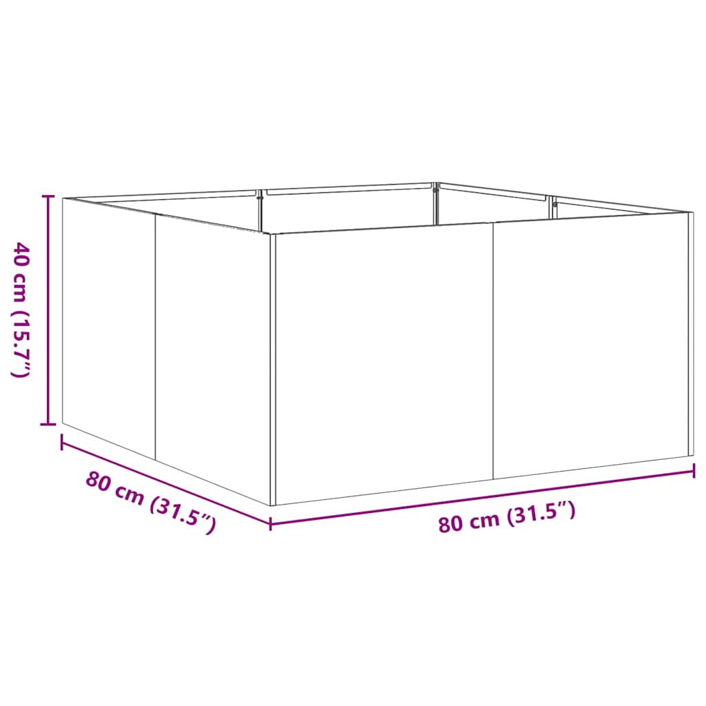 Vaso/floreira 80x80x40 cm aço laminado a frio branco